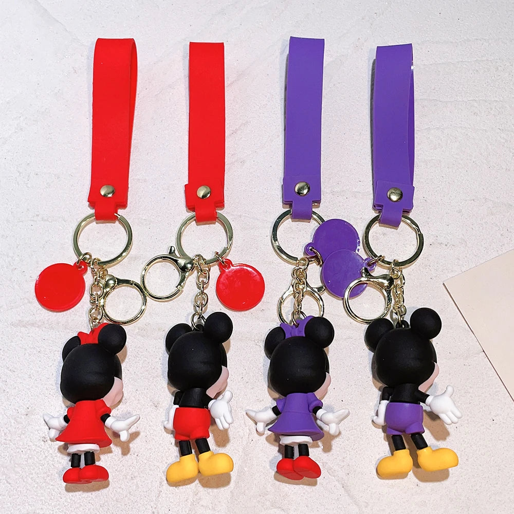 Disney Anime Mickey Keychain Cartoon Stitch Cute Minnie Keyring Student Bag Hanging All-match Car Key Chain Christmas Gifts