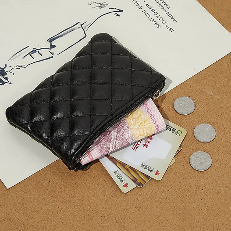 Hemasa  Small Coin Purse  Leather Zipper Wallets   Business Card Holder Ladies Mini Coin Bag