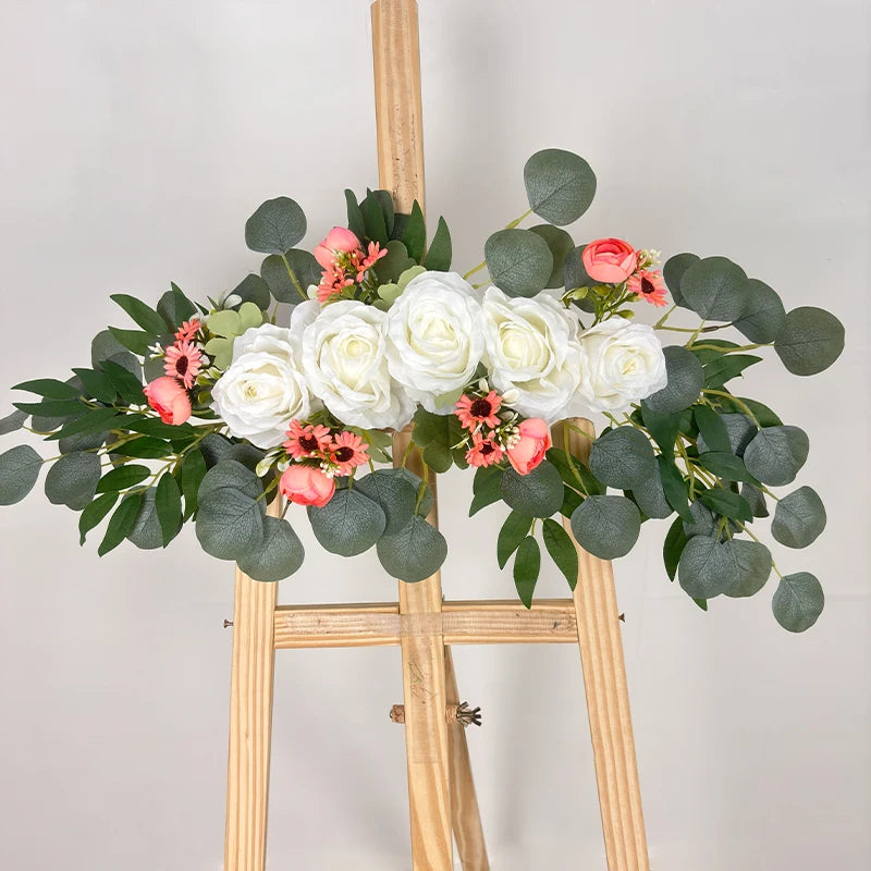 Tejesa 2026 Arch Flowers Artificial Rose for Home Decoration Wedding Flower Arrangement Drawing Board Door Frame Decor Pink White