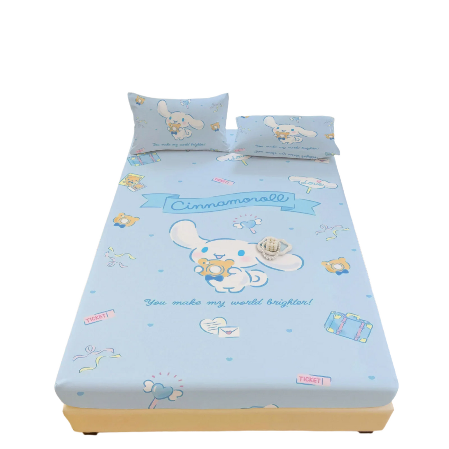 Hemasa  Bed Mattress Cover Cute Cartoon Painted Bed Linen Fitted Sheet For Kids Adult Single Double Size