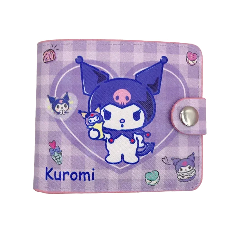 Tejesa New Hello Kitty Cinnamoroll My Melody Kuromi Pu Casual Money Bag Coin Purse Card package Wallet With Button ﻿Girl Christmas gift