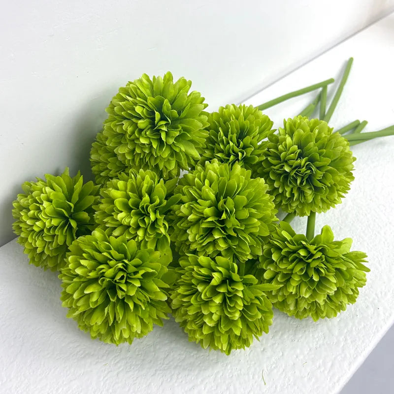Tejesa 20pcs Artificial Chrysanthemum Ball Hydrangea with Stem Silk Mum Flower for Wedding Party Home Table Room Decoration