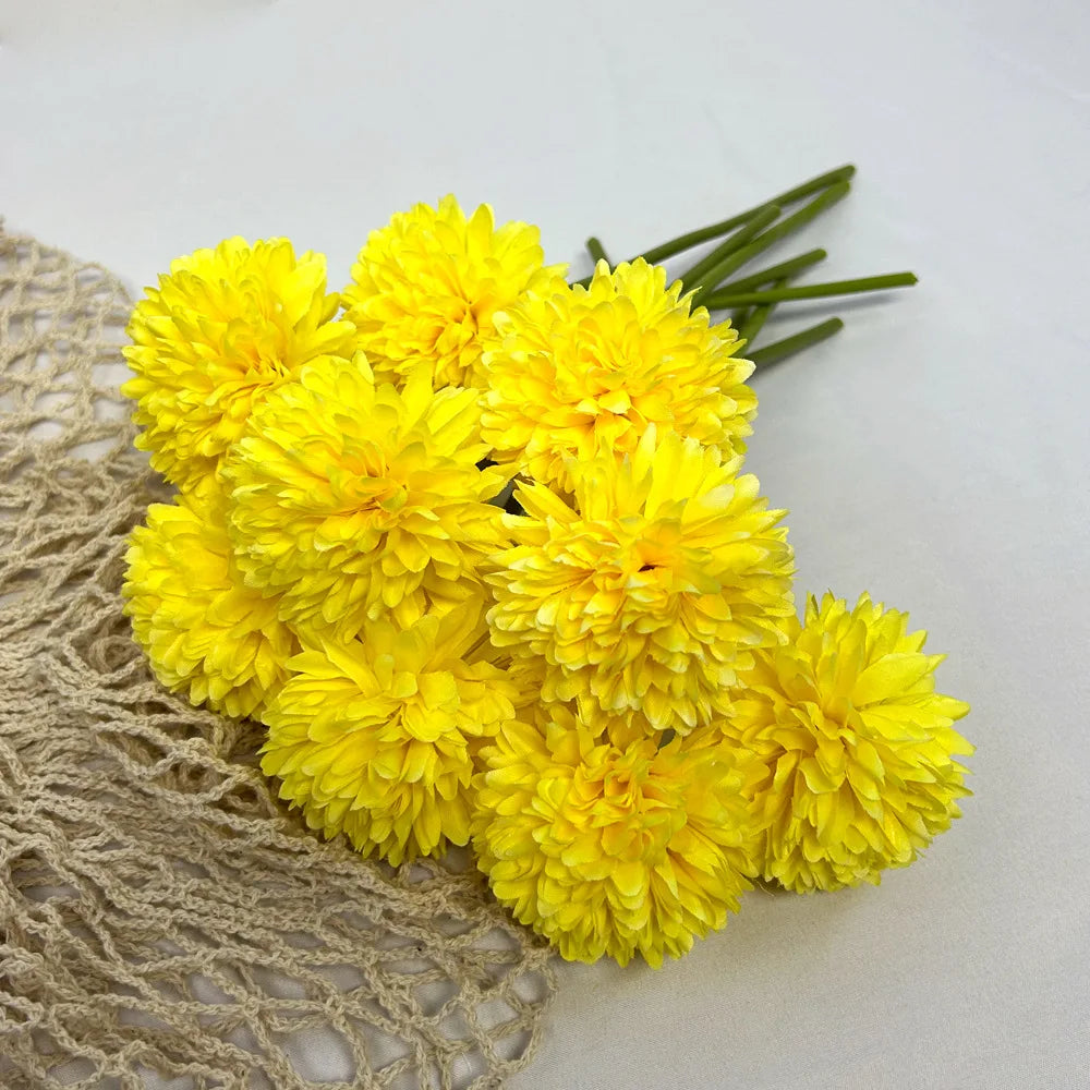 Tejesa 20pcs Artificial Chrysanthemum Ball Hydrangea with Stem Silk Mum Flower for Wedding Party Home Table Room Decoration