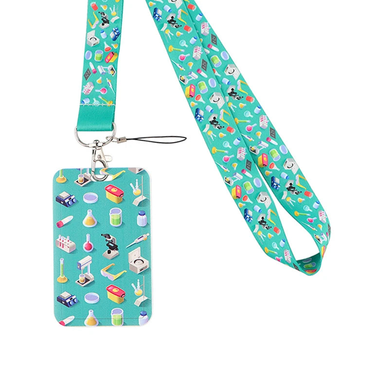 Dentist Doctor Nurse Cartoon Credential Neck Strap Lanyards Keychain ID Card Pass Hang Rope Lariat Key Chain Ring Badge Holder