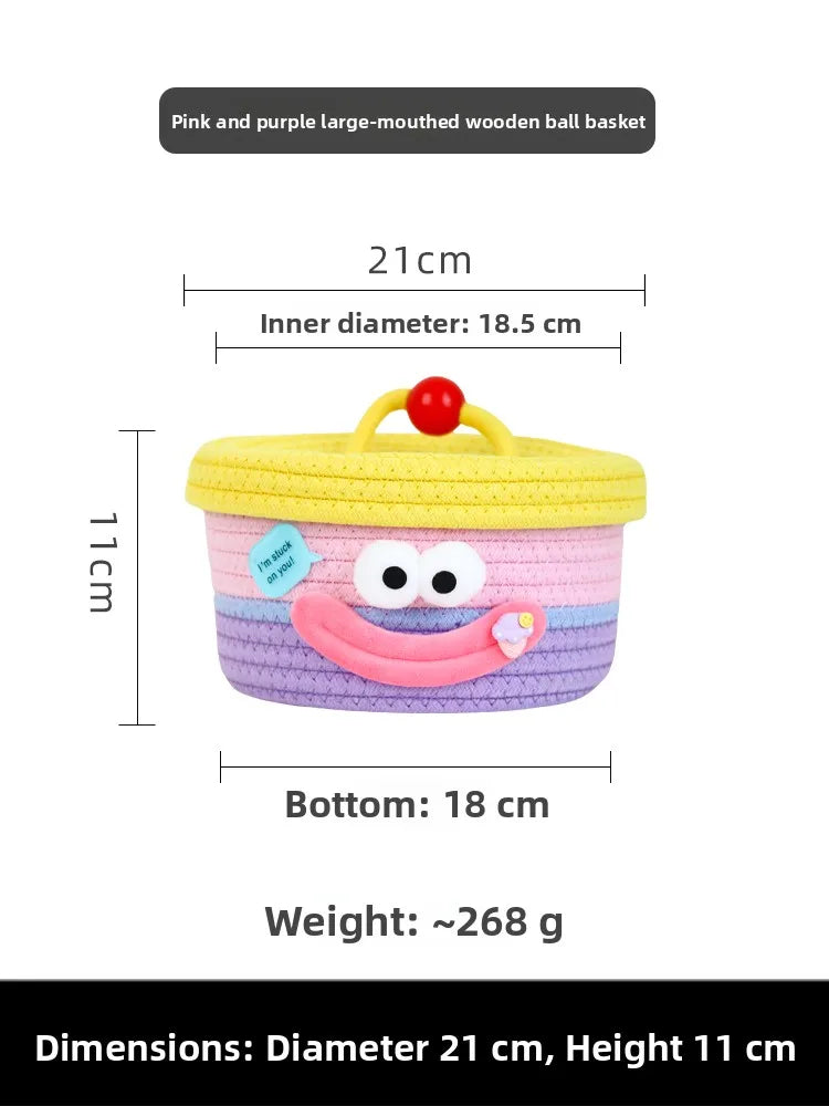 Tejesa Dopne Cotton Tead Woven Storage Basket Cute Living Room Sna Miscellaneous Goods Storage Box Bedroom Cosmetic Organizer...