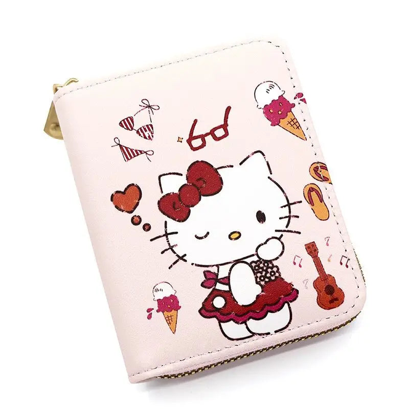 Hemasa Hello Kitty Wallet for Women/Small Short Wallets Zipper Coin Purse for Girls/Students