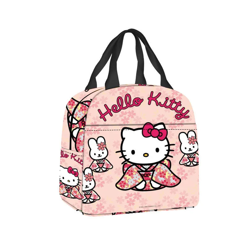 Hemasa Hello Kitty Portable Lunch Bag Cartoon Cute Insulated Lunch Bag Student Lunch Bag Kawaii Girl Gift