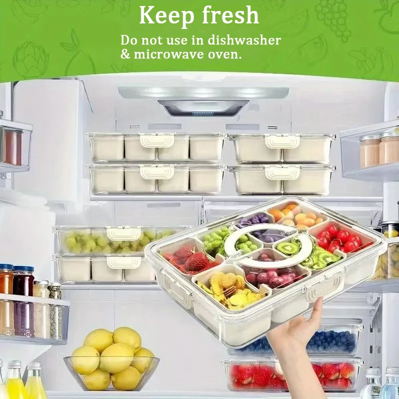 Tejesa 1/2pcs household storage box portable snack fruit box fresh-keeping box spice box cover 8 /4 compartment kitchen.