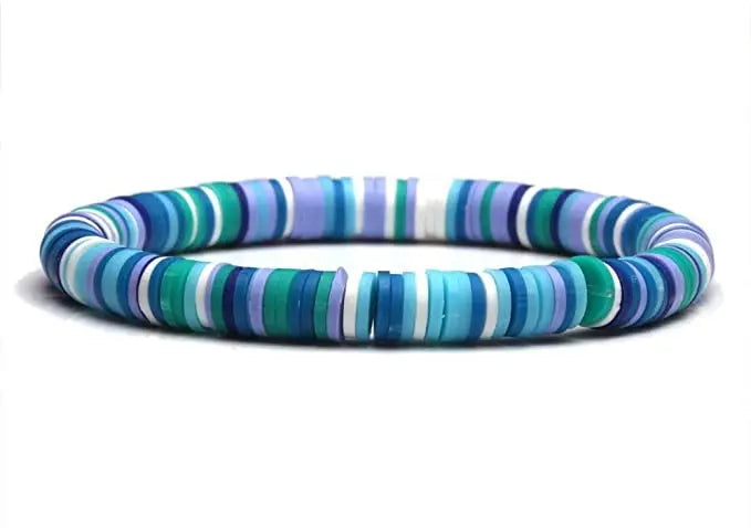 Hemasa 7 pcs/Set Multicolor polymer clay Flat Beads Stretchable Bracelets Women