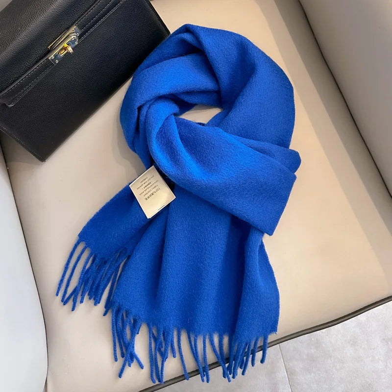 China Red Pure Wool Scarf Women's Autumn and Winter Warm Mother Scarf Light Luxury High-end Fringed Shawl