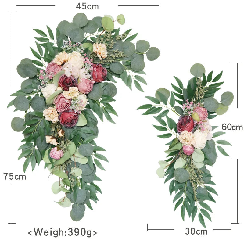 YeeNanee Deluxe Wedding Arch Flowers White Red Artificial Floral Swags for Country Wedding Ceremony Arbor Backdrop Decoration