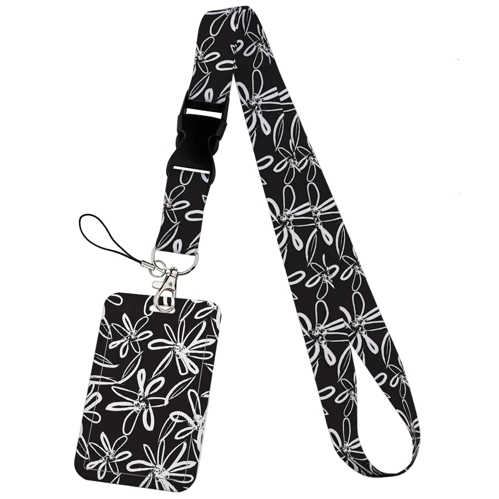 Tejesa  Flower design Lanyard Business Credit Card Holder/ Neck Strap Keychain Hang Rope ID Badge Holder