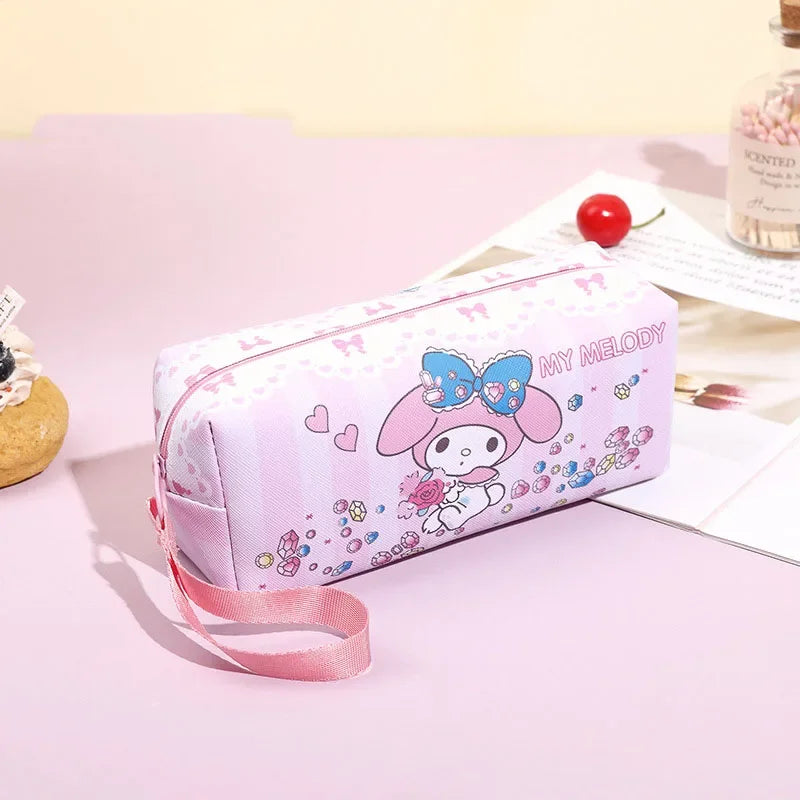 Sanrio Student Pencil Case for Girl Women Cinnamoroll Hello Kitty Kuromi Melody Storage Bag Waterproof Portable Cosmetic Bag