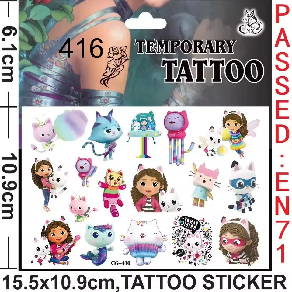Gabby Dollhouse Cats Birthday Party Gifts Keychain Stickers Snap Bracelet Reusable Straws Gift Bags Carnival Gabby Party Favors