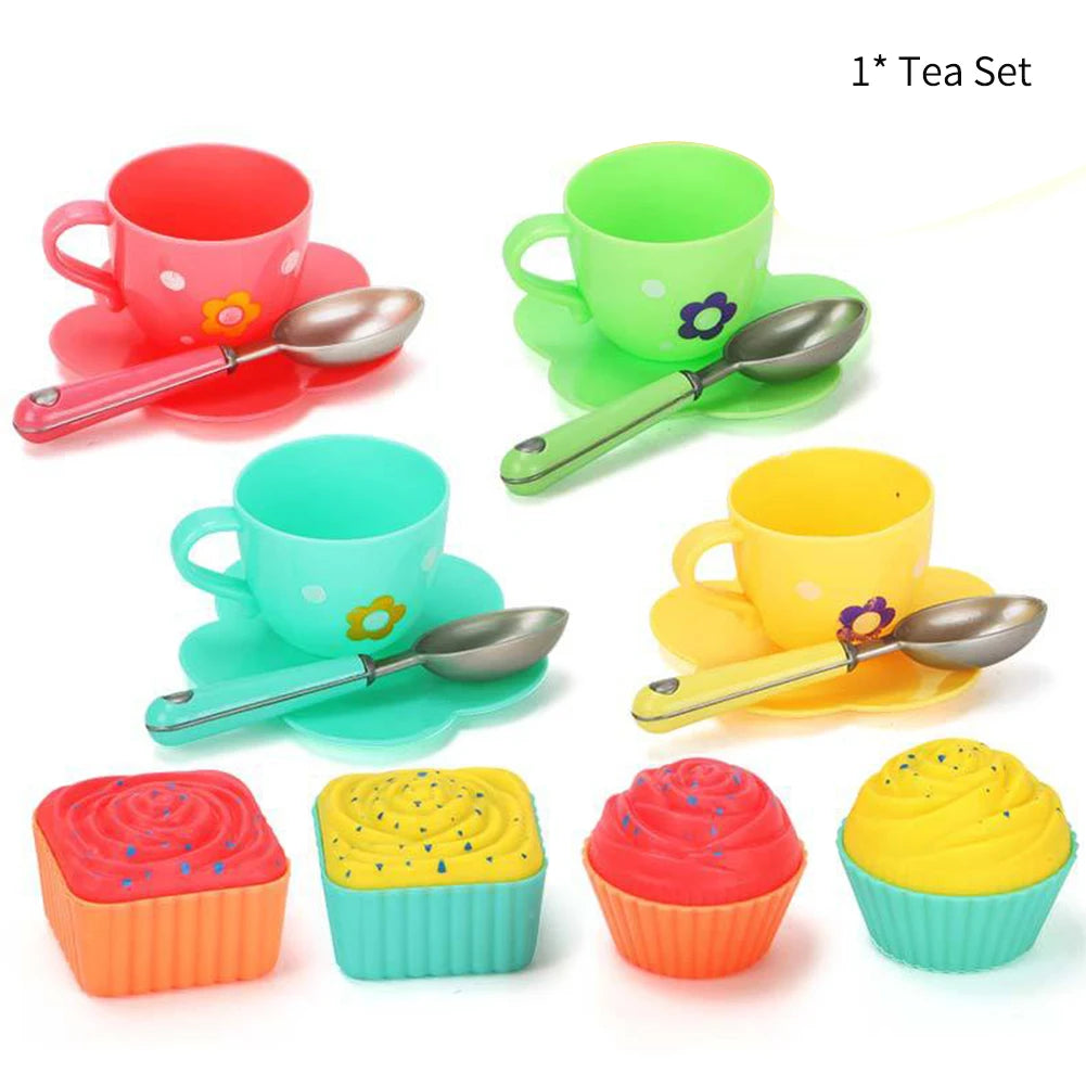Hemasa Kids Pretend Play Tea Party Set Play Food Accessories Teapot Cup Tea Set Toy Kitchen Early Educational Toys for Children Gifts