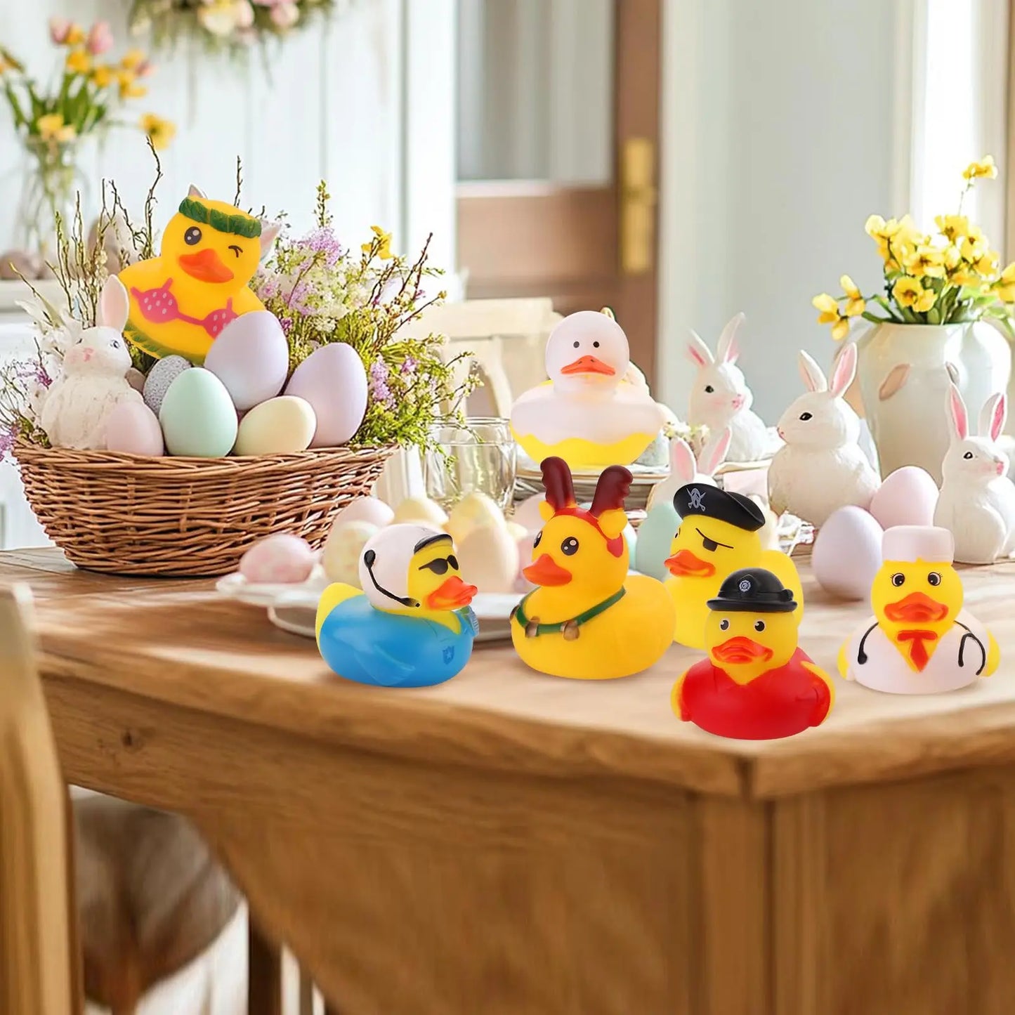 Tejesa Summer Rubber Ducks , Assorted Small Rubber Duck in Bulk Mini Rubbers Duckies for Baby Bath & Pool Toys, Cruising Duck