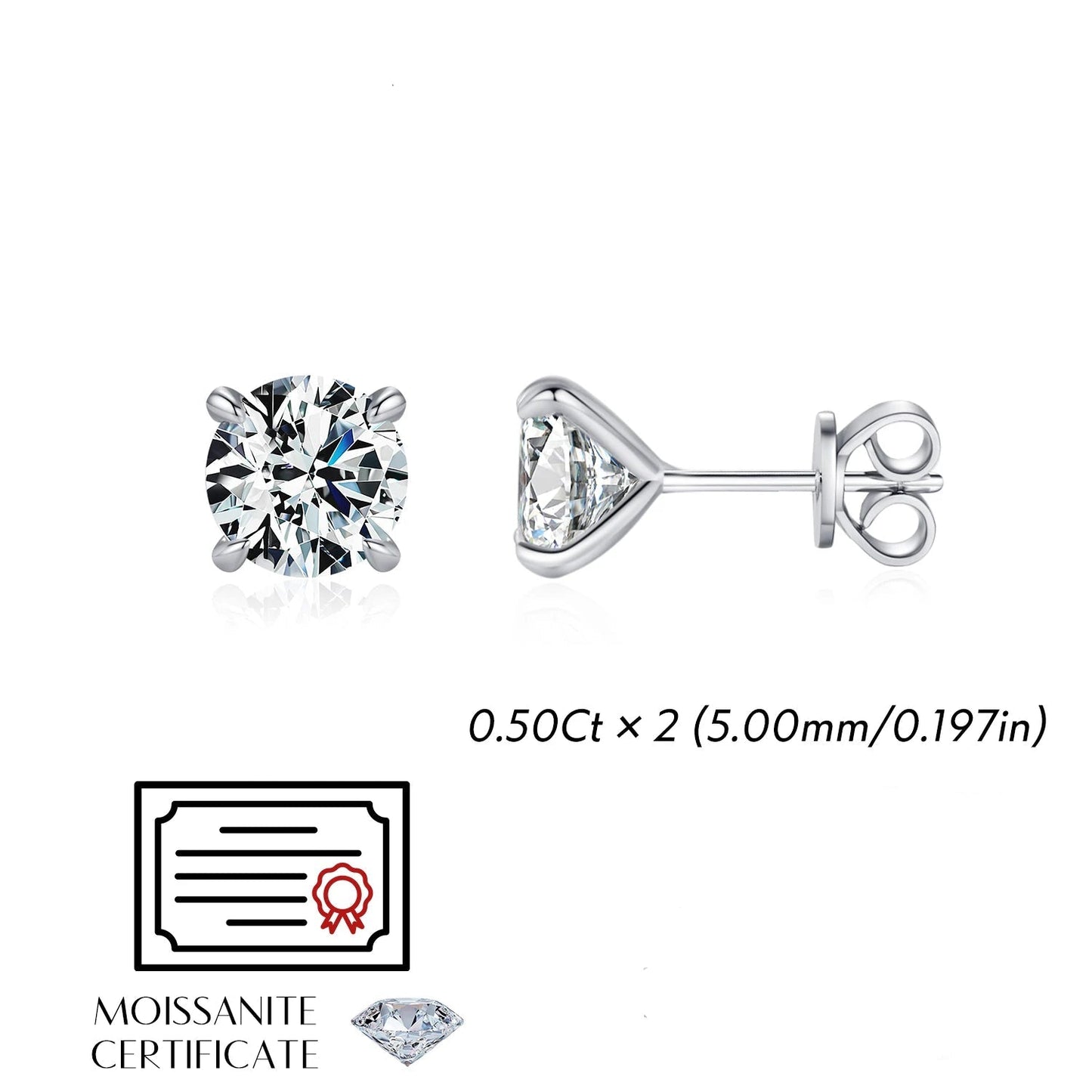 Tejesa D Color 1CT Moissanite Stud Earrings 925 Sterling Silver Wedding Engagement Lab Created Diamond Jewelry For Women Gift
