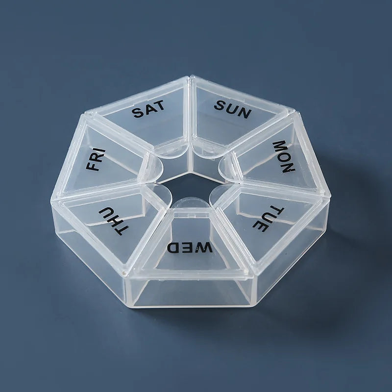 1Pcs Pill Case Plastic 7 Days Tablet Candy Box Portable Storage Tablet Holder Travel Organizer Pill Dispenser Container