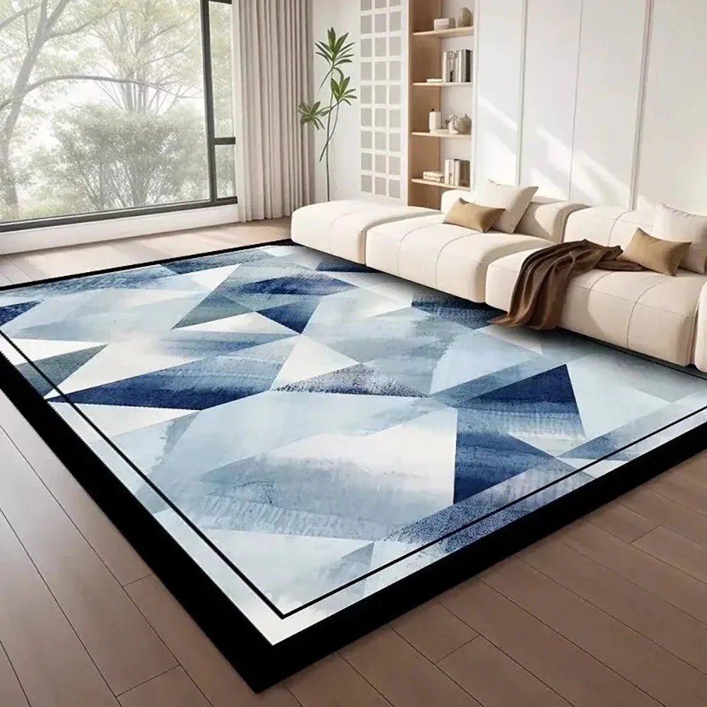 Tejesa  Large Flannel Rug Luxury Plaid Non-Slip Living Room Bedroom Mat Stain Resistant Washable Bedside Home Decor Rug