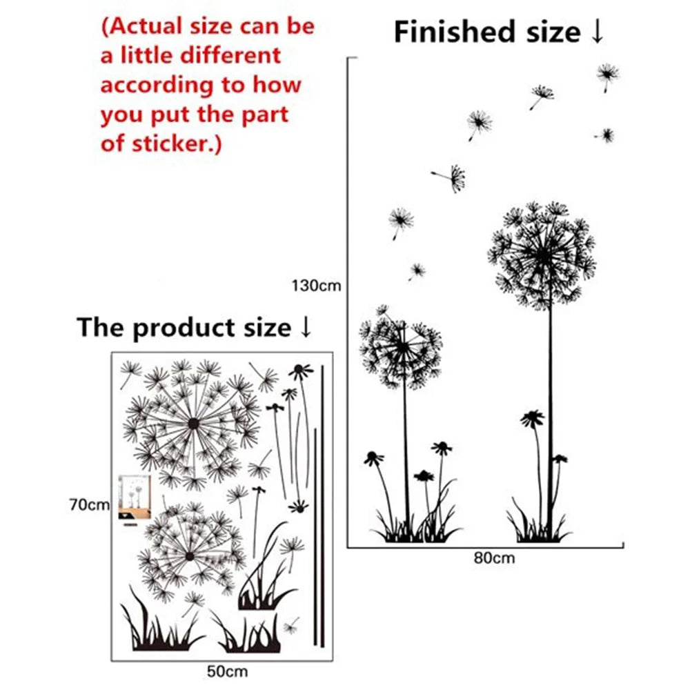 Hemasa Black Dandelion Wall Stickers Household  Decor Decals Mural Art Poster On The Wall