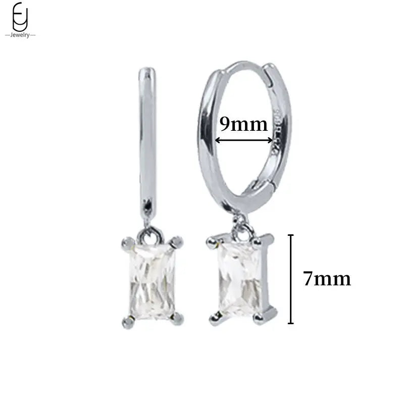 Hemasa 925 Sterling Silver Ear Buckles Fashion Hoop Earrings /White Crystal Luxury Women's Earrings Wedding Women's Jewelry Premium Gift