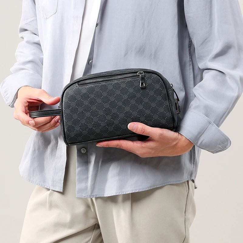 Fashion Printing Men's Bag Handbag High Quality PU Leather Clutch Bags Money Purse For Men Wasit Strap Wallets Man Pouch Bolsos