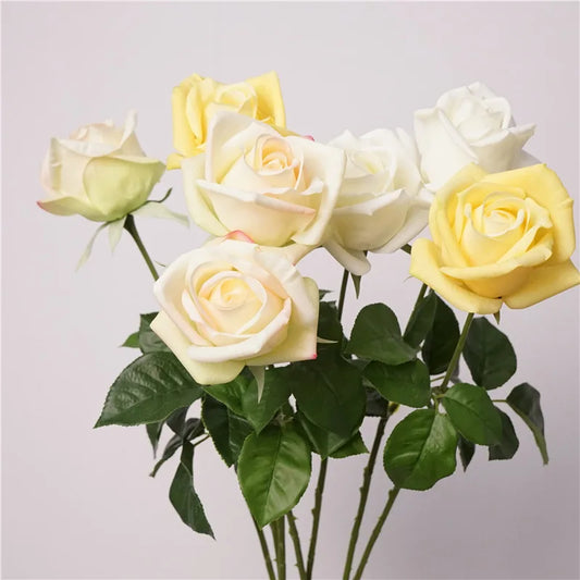 10Pcs Artificial Moisturizing Rose Real Touch Flowers Wedding Bridal Bouquet Fake Roses Home Living Room Decoration Party Floral