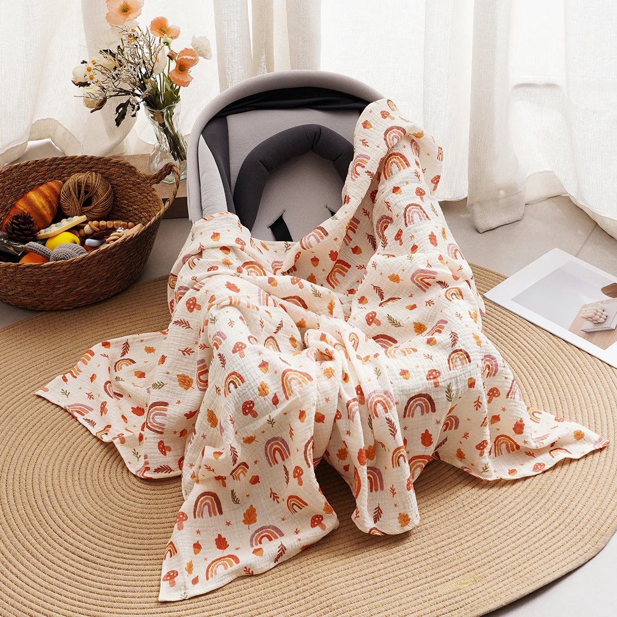 Tejesa All Season 100% Cotton Baby Muslin Swaddle Blanket/ Newborn Bath Towel/100x100cm