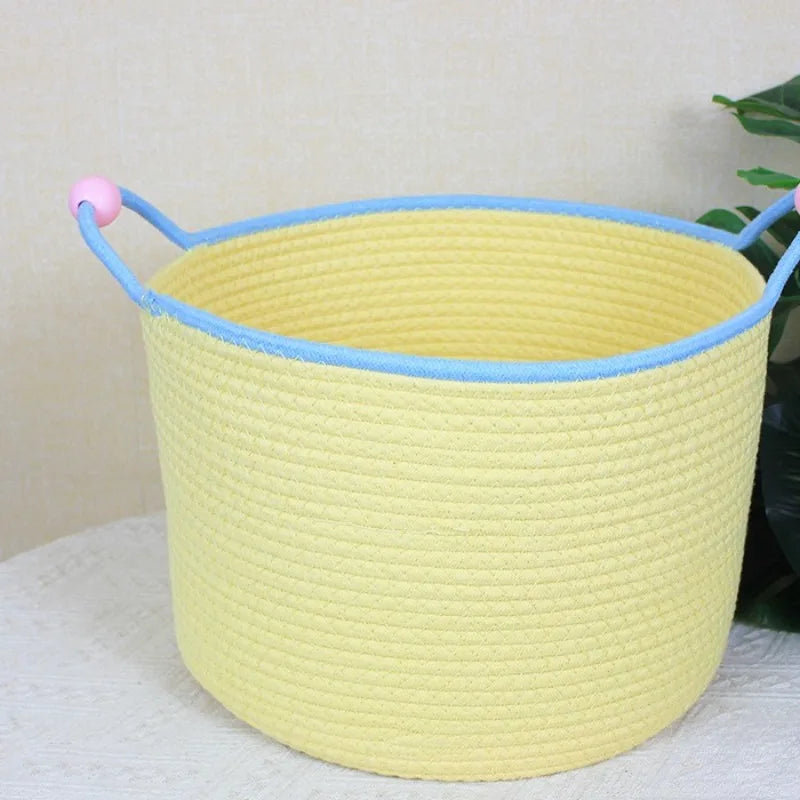 1pcs Cotton Rope Storage Basket for Home Bedroom Living Room Bathroom Closet Toy Clothes Blanket Storage Decorative Woven Basket