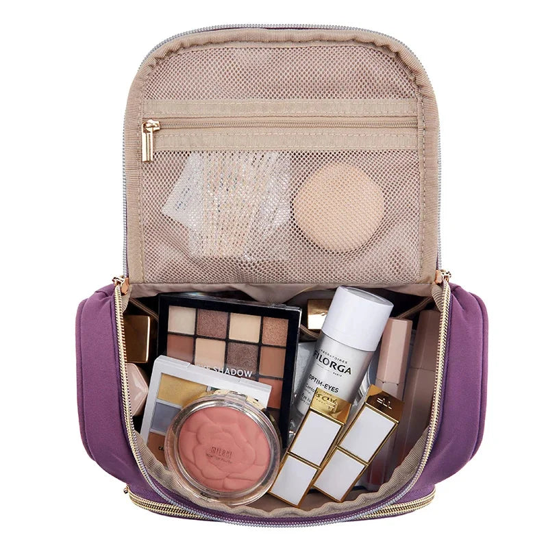 Hemasa Travel Makeup Bag/ Make Up Organizer Case Large Open Pouch for Women / Cosmetic bag for Toiletries
