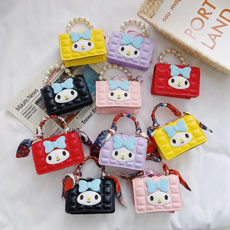 Hello Kitty Girls Purses Children's Bags Pearl Handbag Mini Single Shoulder Crossbody Chain Bag Jelly Sachet Handbags Women Bags