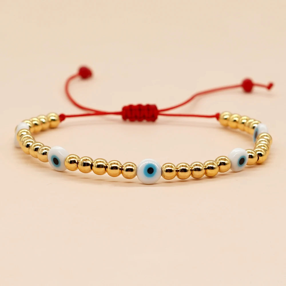 GO2BOHO New Turkish Evil Eye Beads Bracelet Handmade Trendy Friendship Bracelets for Women