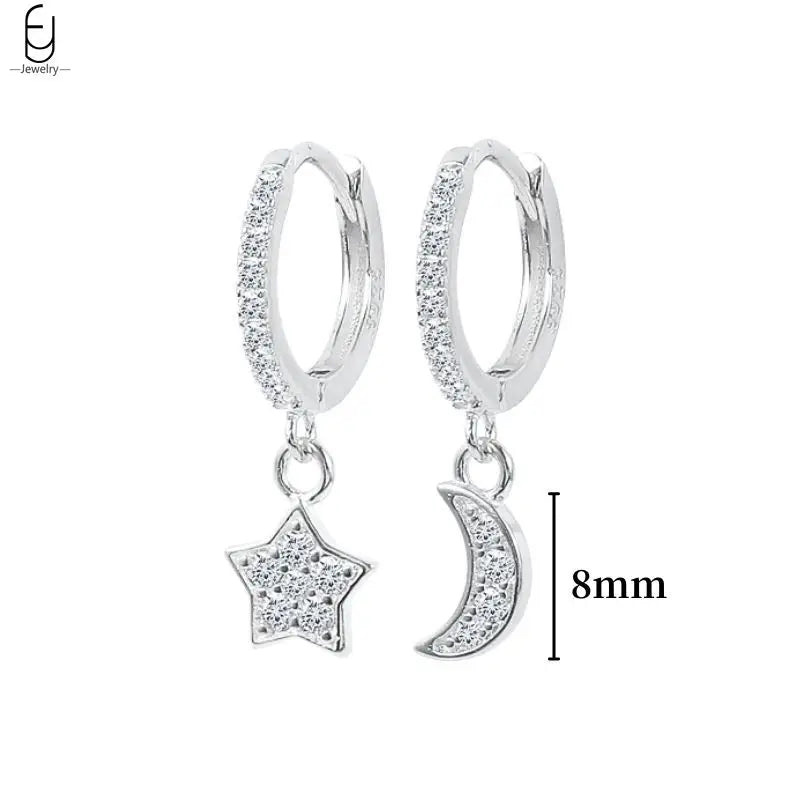 Hemasa 925 Sterling Silver Ear Buckles Fashion Hoop Earrings /White Crystal Luxury Women's Earrings Wedding Women's Jewelry Premium Gift