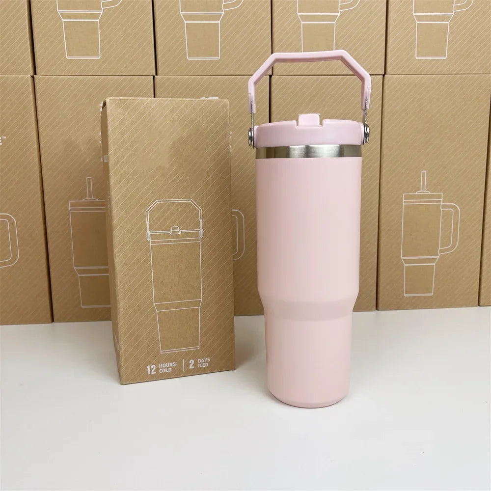 For Stanley 30oz Tumbler With Handle Leopard Tumbler With Straw Lids Stainless Steel Coffee Termos Cup Car Mugs Vacuum Cup