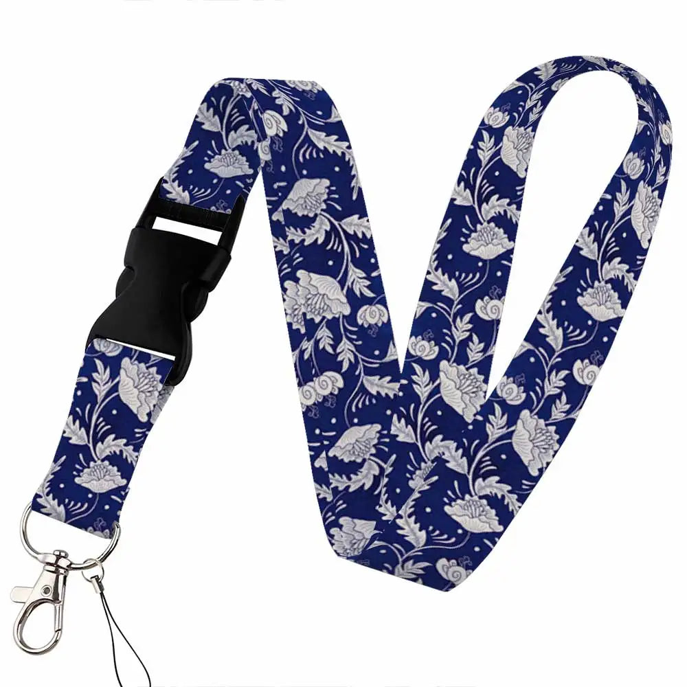 Tejesa Beautiful flower Lanyard Keys Chain Badge Holder ID Credit Card Pass Hang Rope Lariat Mobile Phone Charm Accessories Gifts