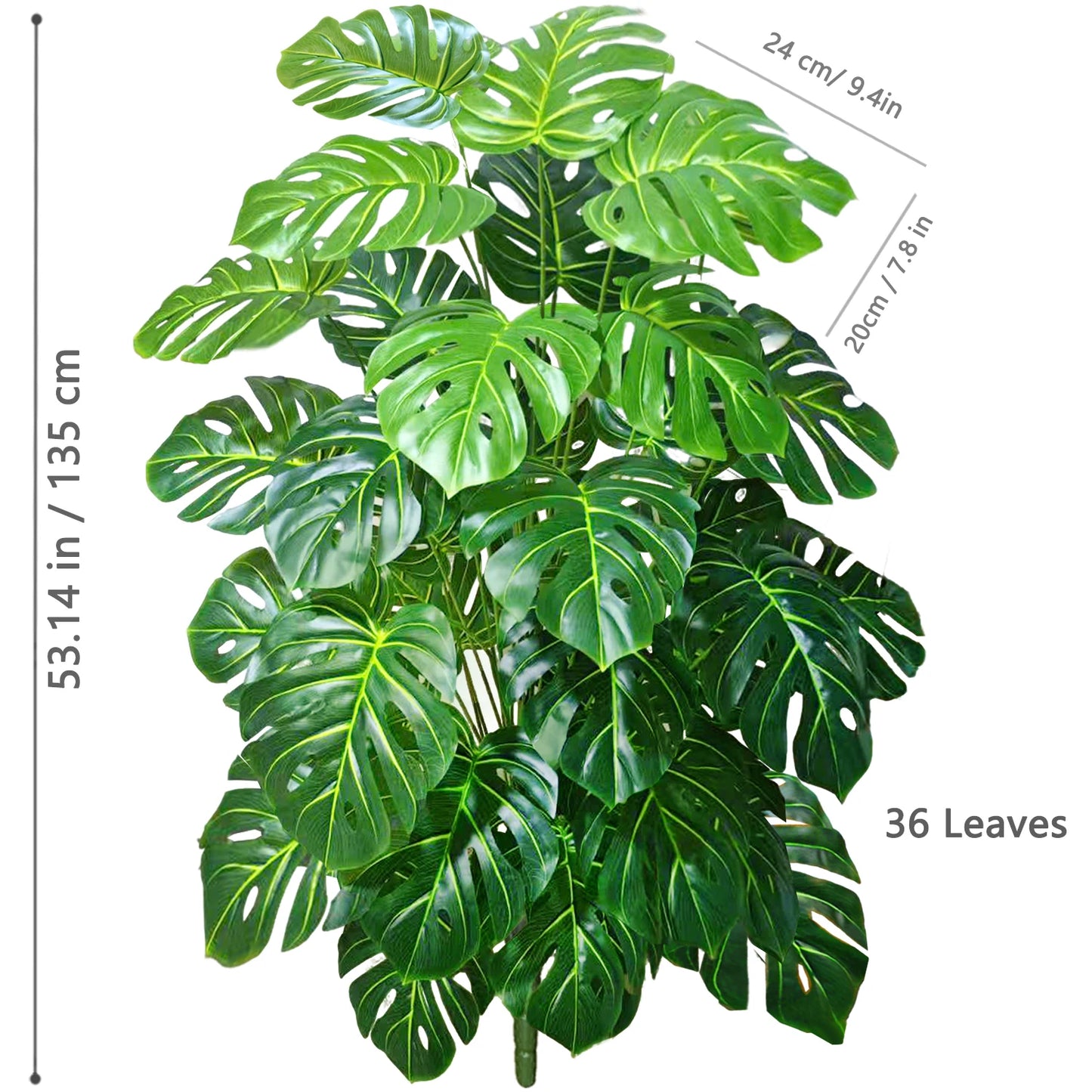 Tejesa 60-103cm Artificial Monstera deliciosa Pothos Alocasia Leaf Fake Plant Ornamental Festive Home Office Decoration