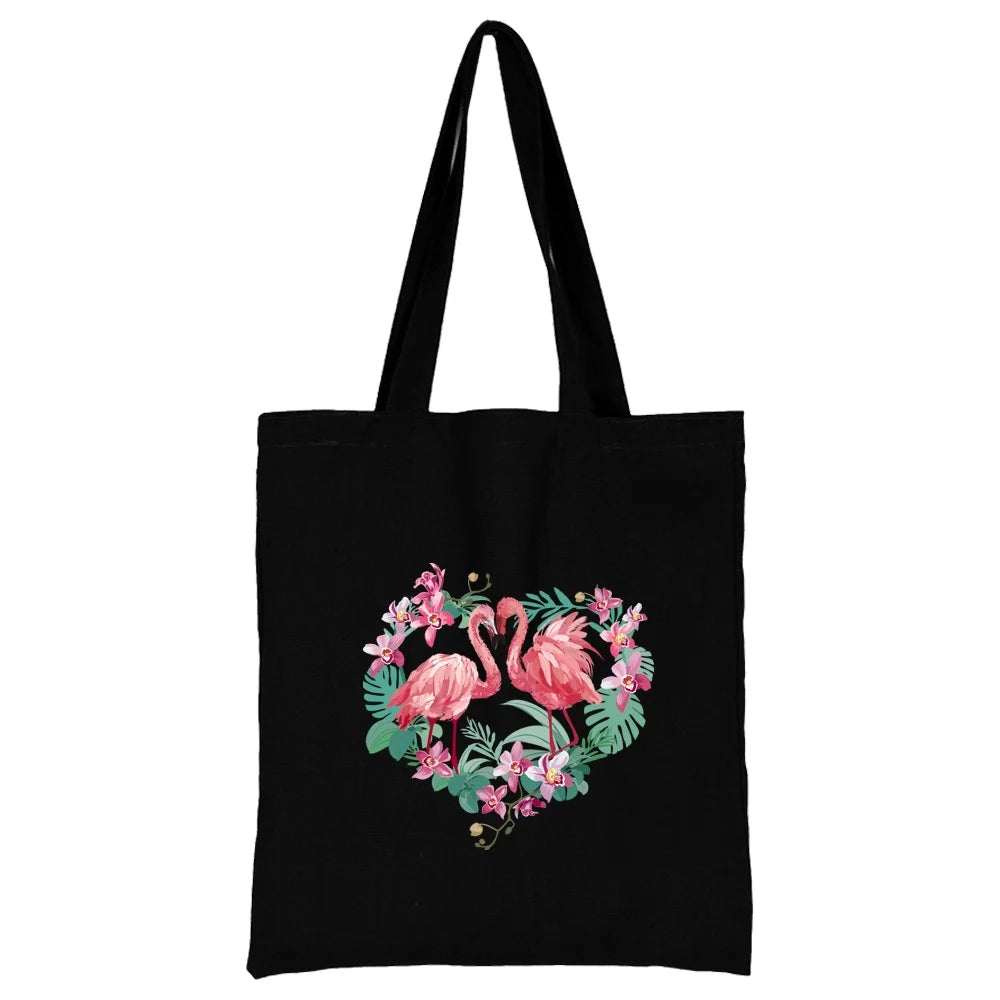 Tejesa Canvas Shopping Bag for Women /Shoulder Bags / Grocery Handbags /flamingo Print  Jute Bag