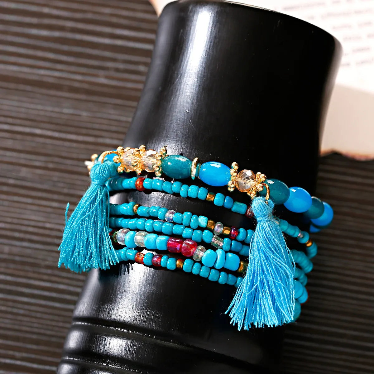 3pcs/set Bohemia Multilayer Crystal Stone Beads Tassel Charms Bracelets & Bangles Pulseras Mujer Boho Bracelet for Women Gift