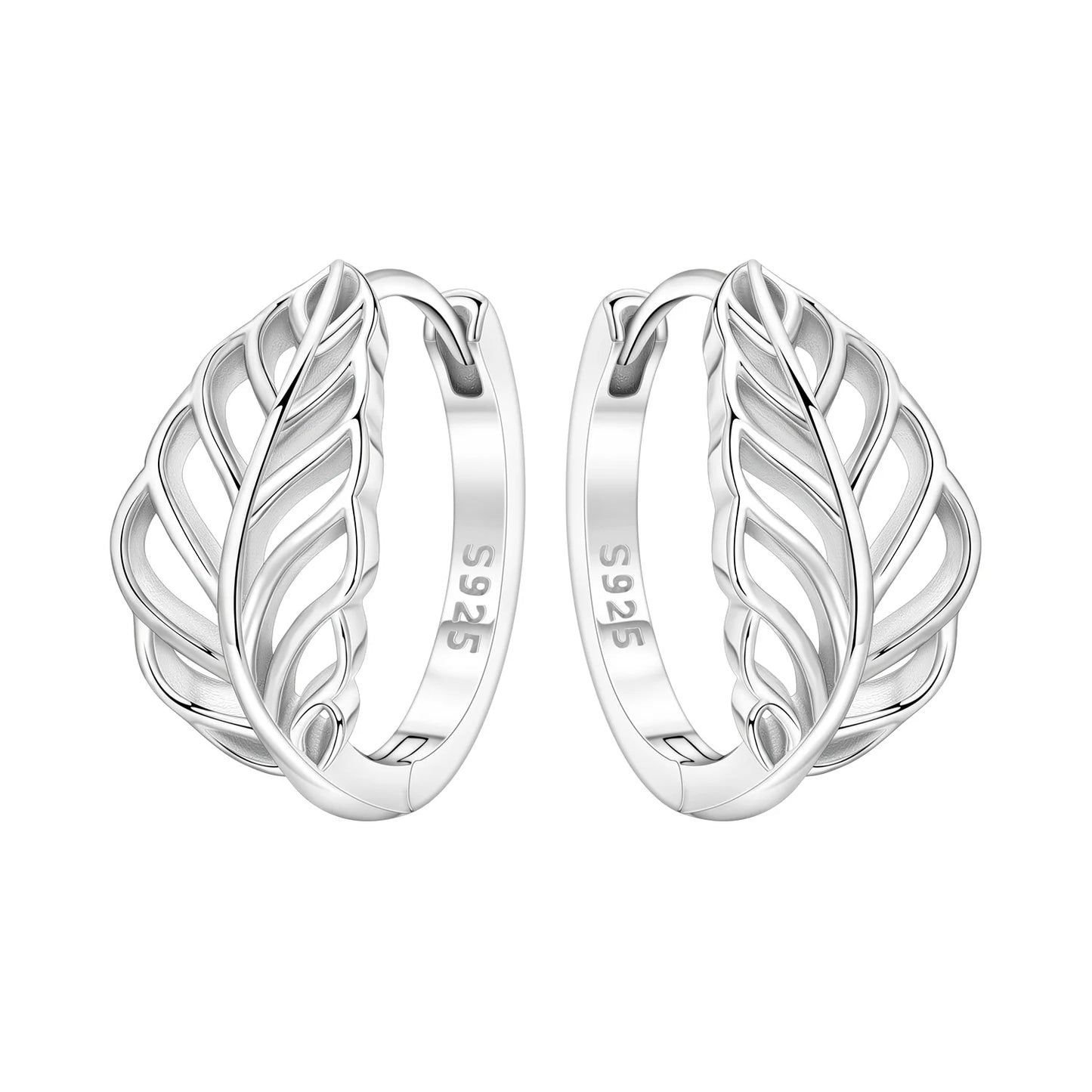 Hemasa 925 Sterling Silver Minimally Designed Leaves Earrings Women Hoop Earring Anniversary Jewelry Trendy Gifts