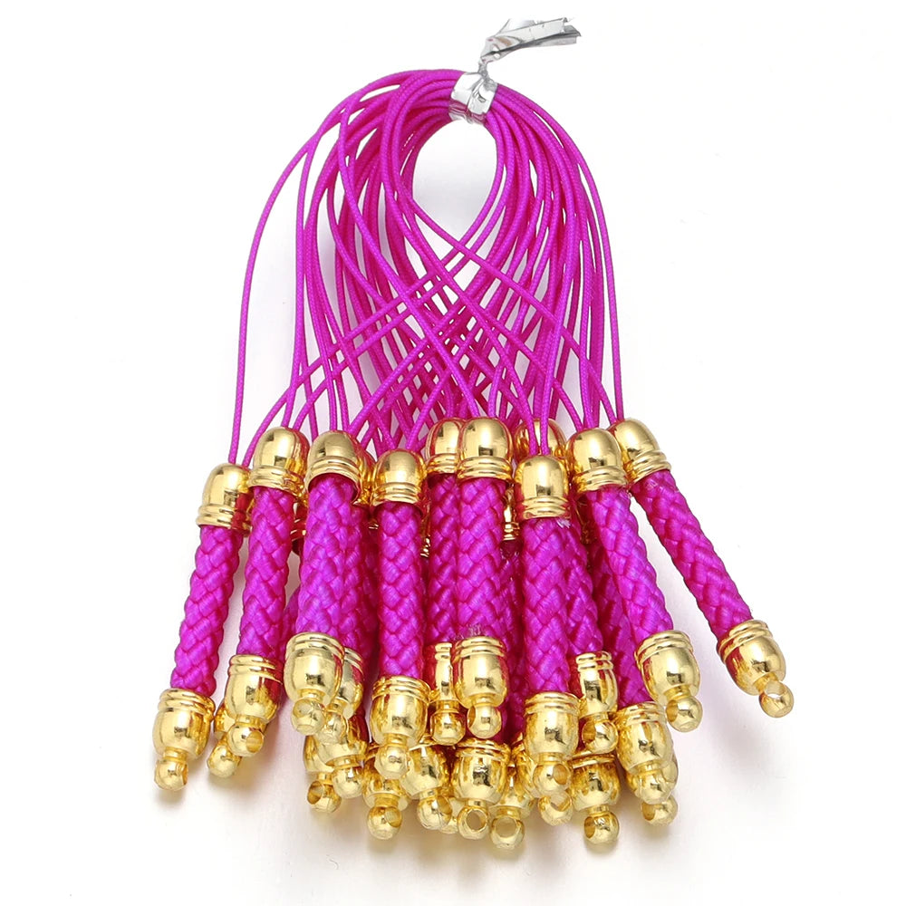 Tejesac 10pcs/Lot 13 Colors Lanyard Lariat Straps with Gold Color Clasp/ Keychain Hooks Rope Bags Charms