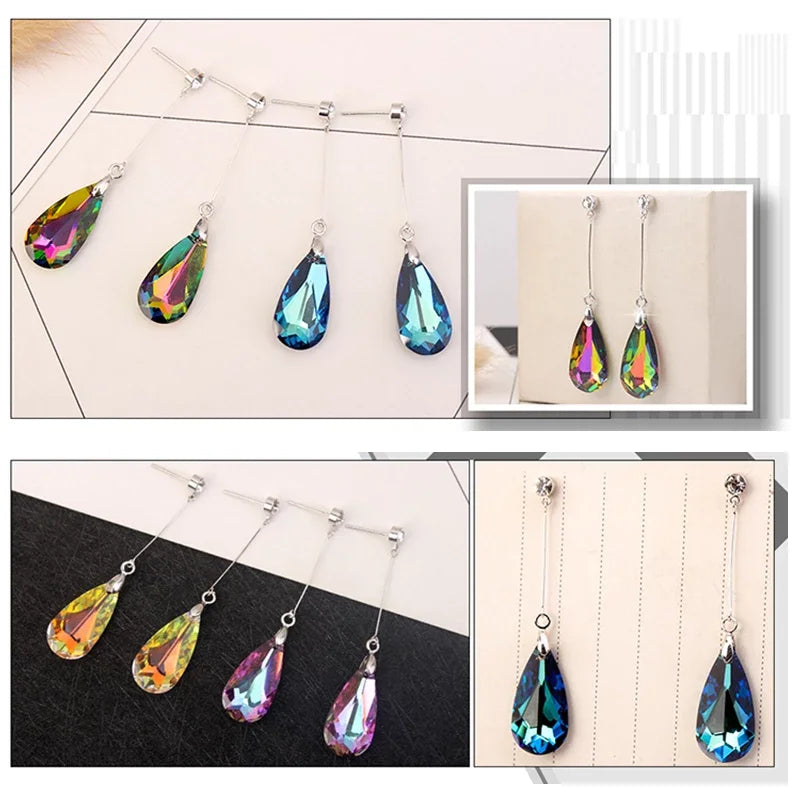 Original Crystal from Austria Water Drop Earrings For Women Earrings Fashion Long Dangle Earrings Wedding Christmas Jewelry