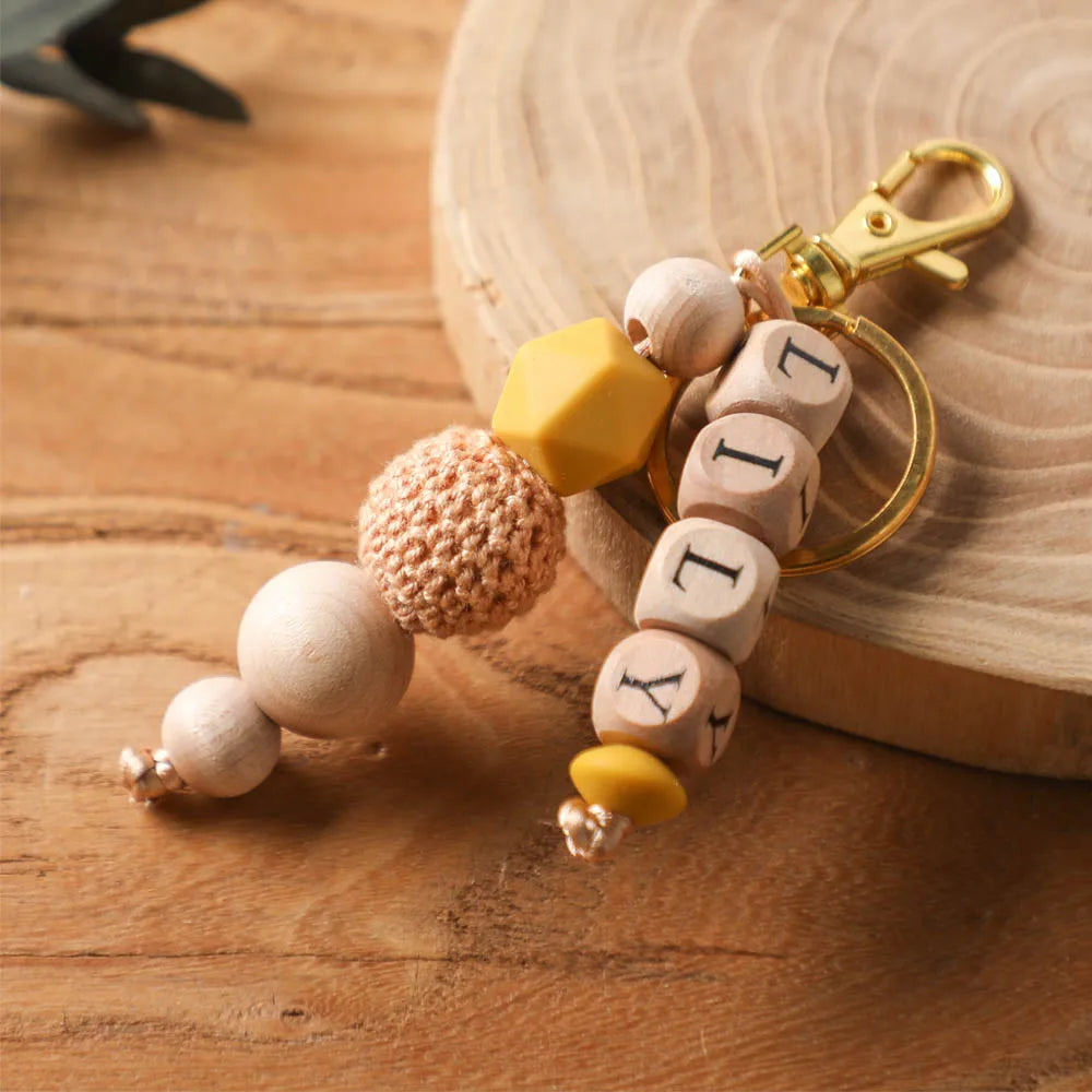 Heamsa Geometric Crochet Beads Personalized Name Silicone Teether Chain