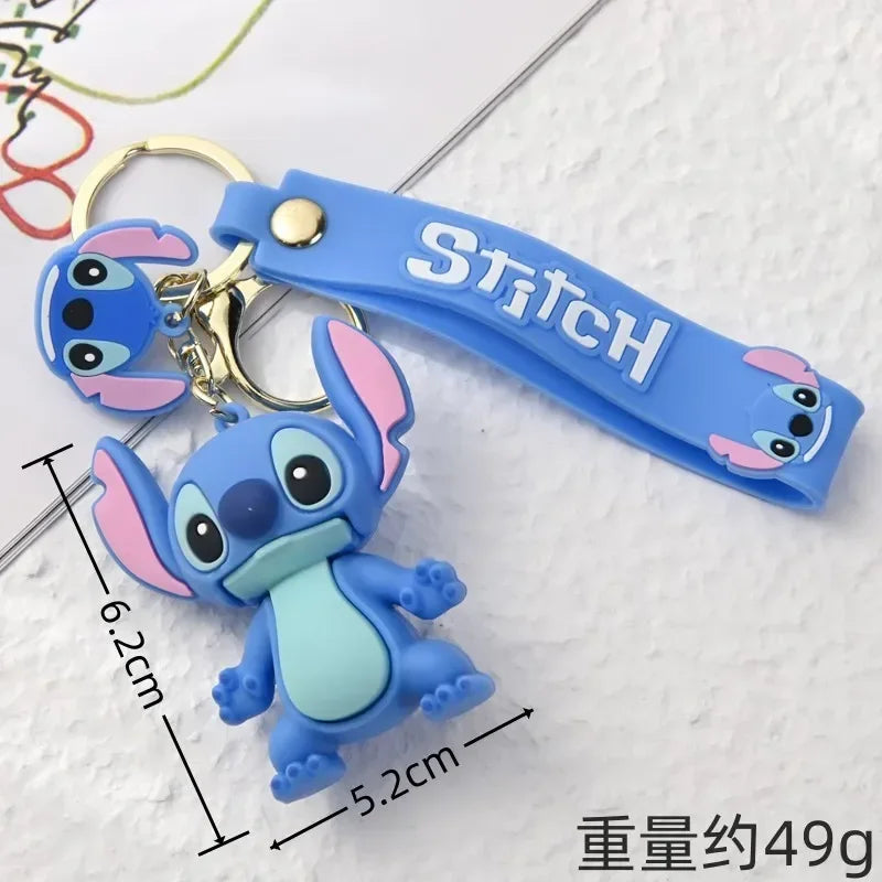 Disney Creative Cartoon 3D Silicone Stitch Pendant Keychain for Women Men Teens Backpack Bag Car Keys Accessories Gifts for Fans