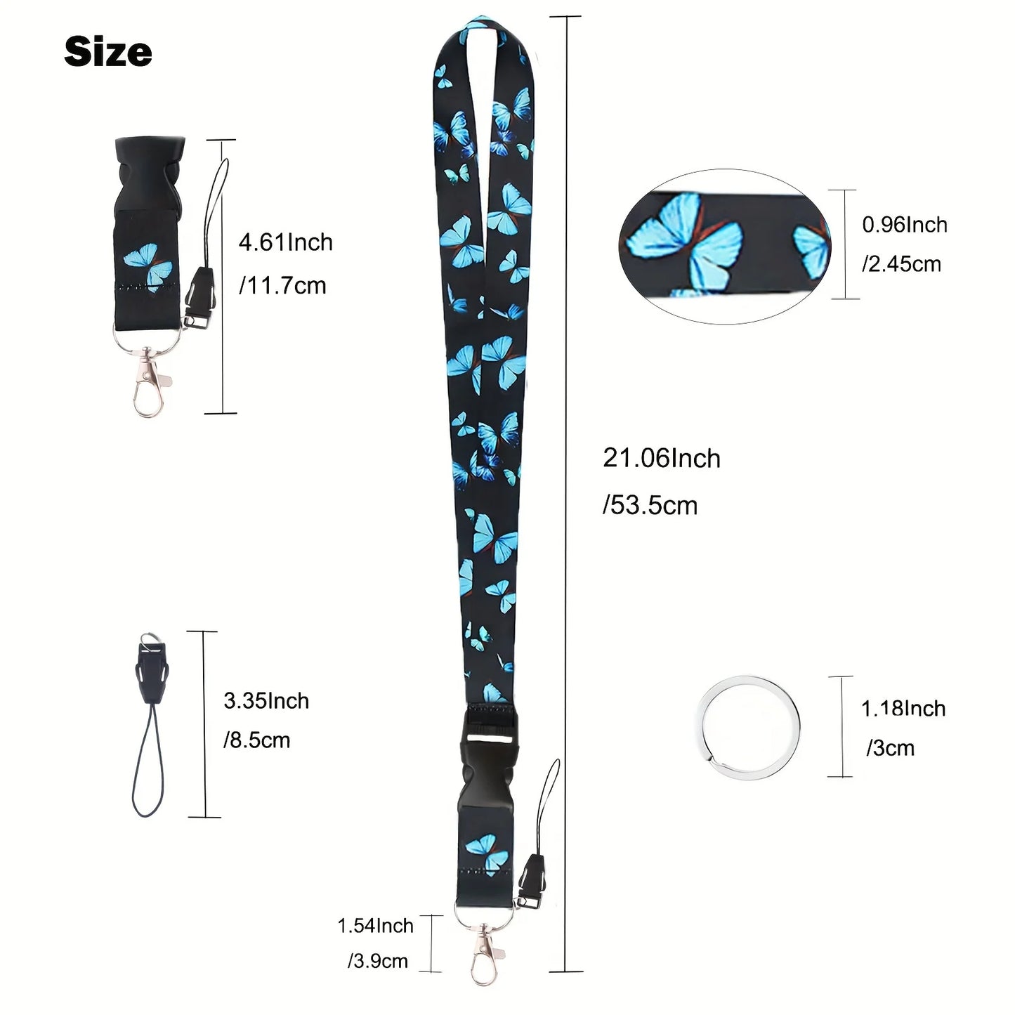 Tejesa  Monarch Butterfly Neck Breakaway Teacher Lanyard for ID Badge Holder, keys,Keychain with Buckle
