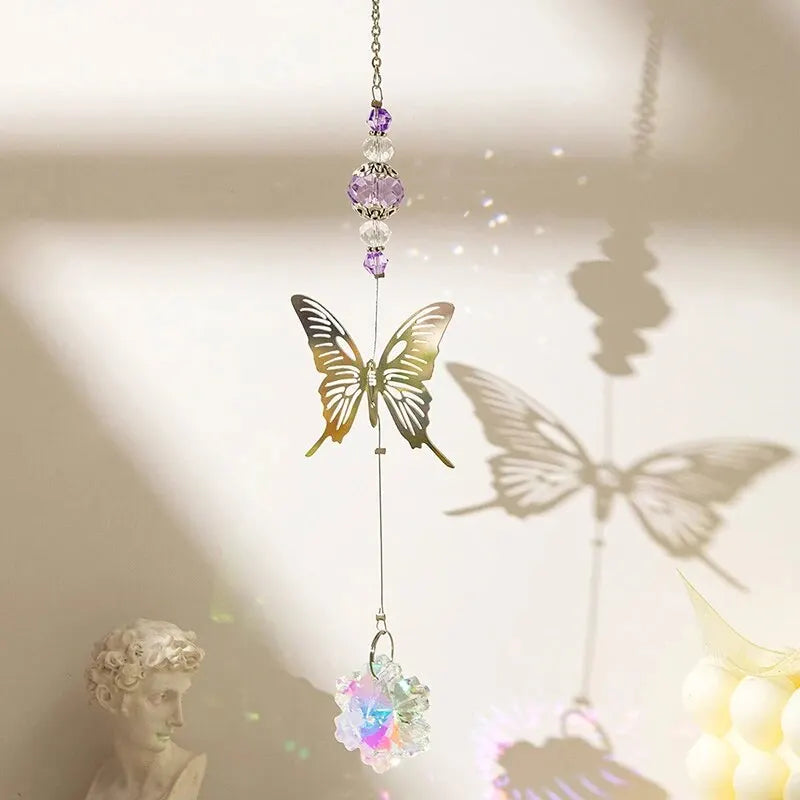 Tejesa  Butterfly   Coloured  Crystal  Suncatcher Prism Ball Pendant Rainbow Maker Family Room Wedding Party Decoration