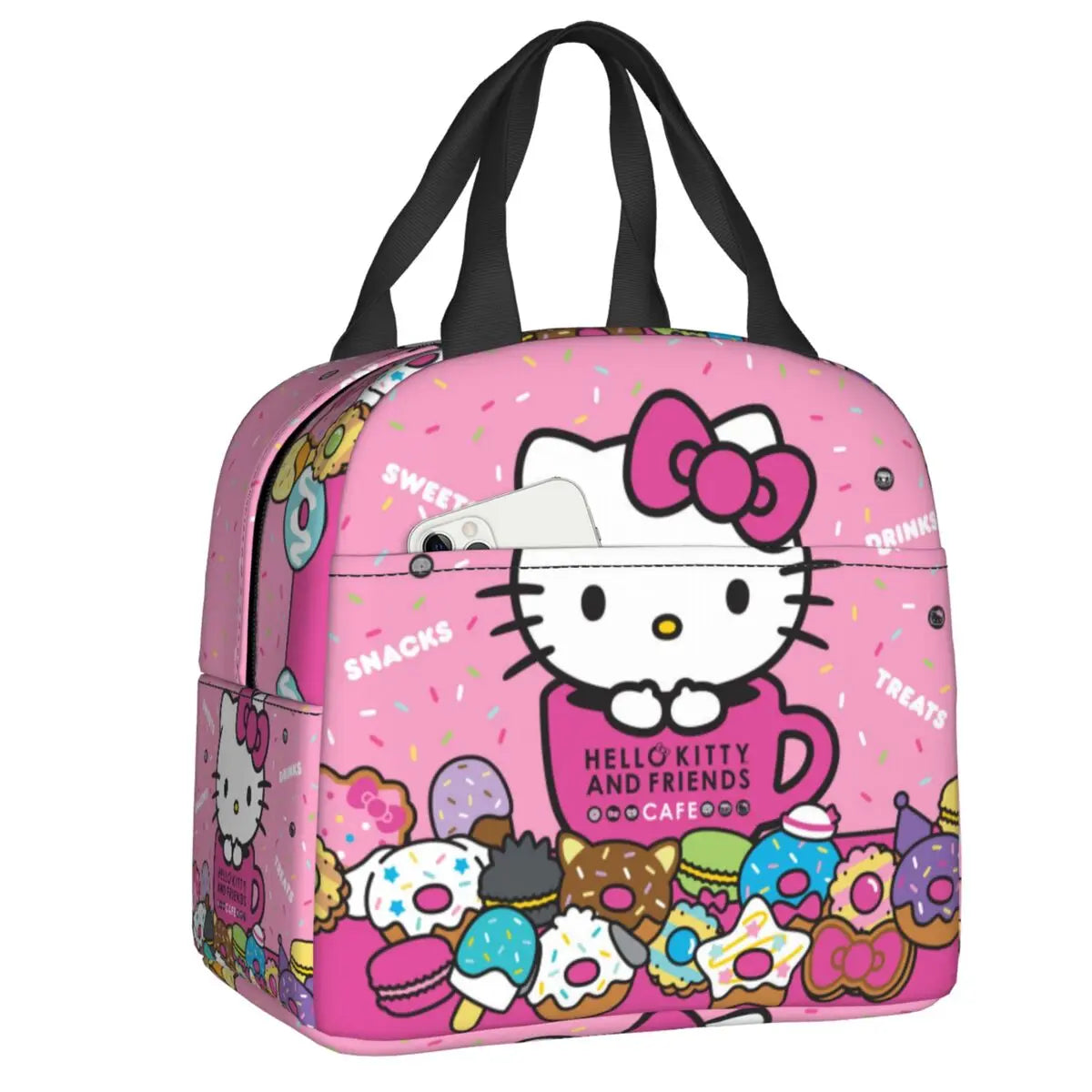 Custom Sanrio Hello Kitty Insulated Lunch Bag for Work School Leakproof Thermal Cooler Lunch Box Women  Food Container Tote Bags