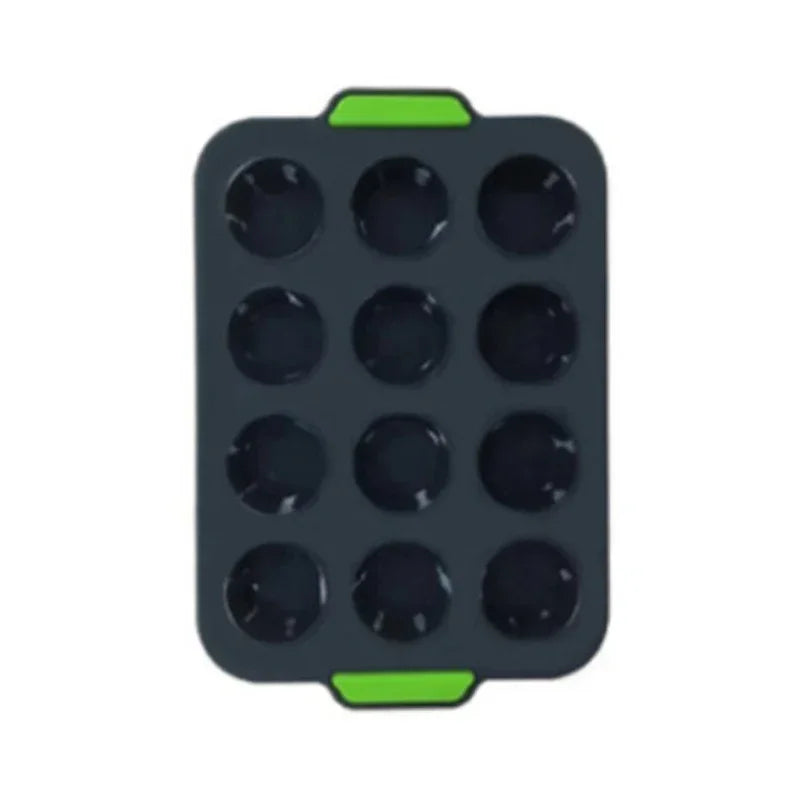 Tejesa 12 Holes Silicone Cake Mold/ Muffin Cupcake Baking Pan Non Stick Pudding Fondant Muffin Baking Tray Heat Resistant Bread Mould