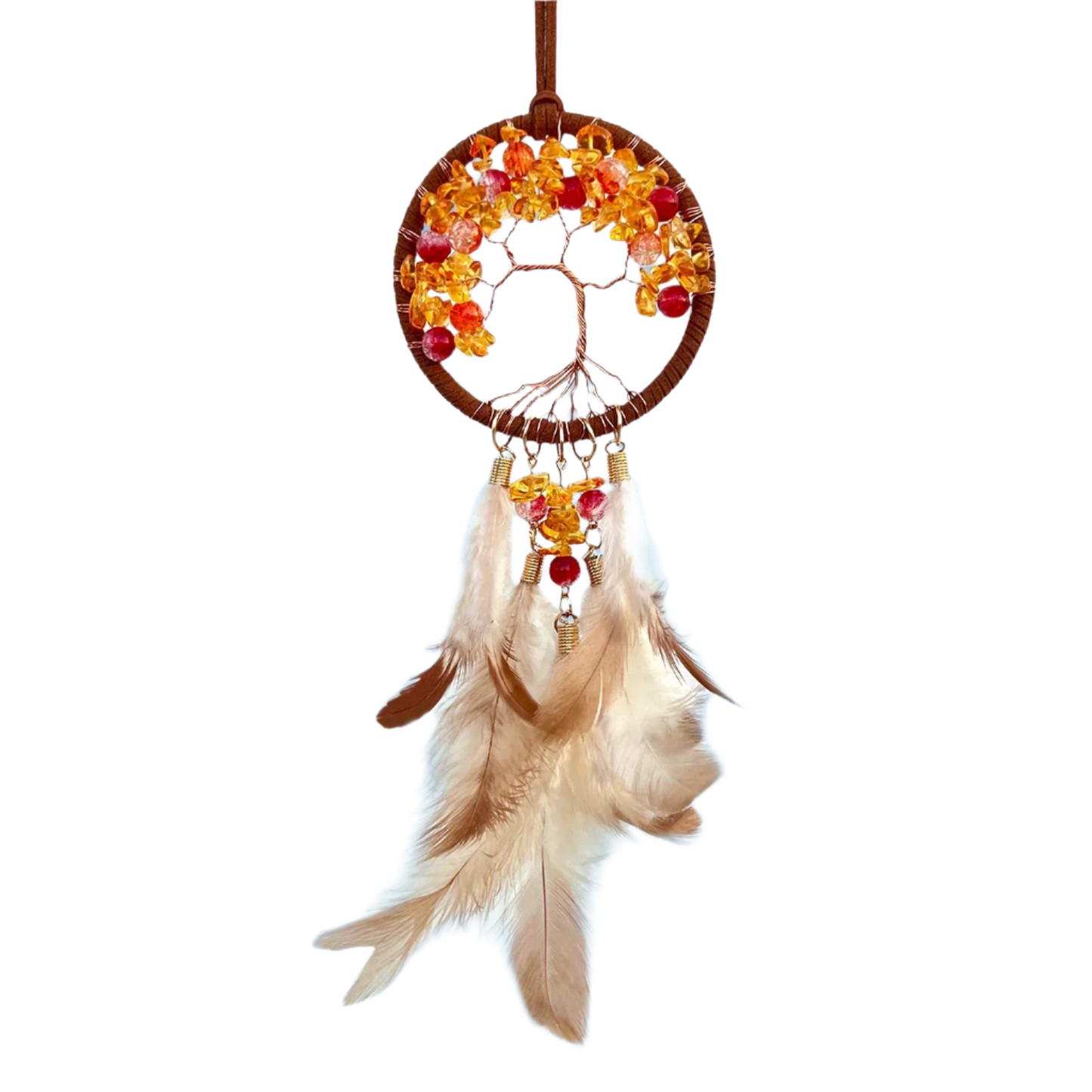 Hemasa 1 Pc Mini Tree of life Dream catchers for Car with Crystal, Gemstone Suncatcher