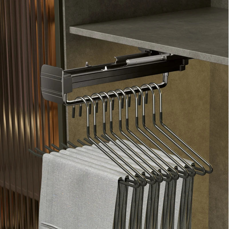 Hemasa Wardrobe Clothing Holders Trousers Racks Cabinet Clothes Storage Rack Pants Shelves Push-pull Damping Rack