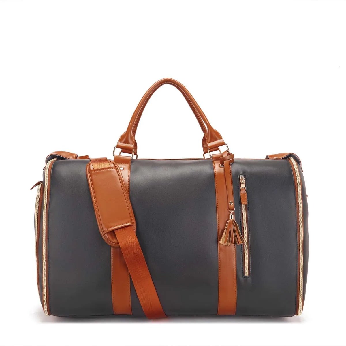 Fabric solid color striped foldable and expandable multifunctional travel bag
